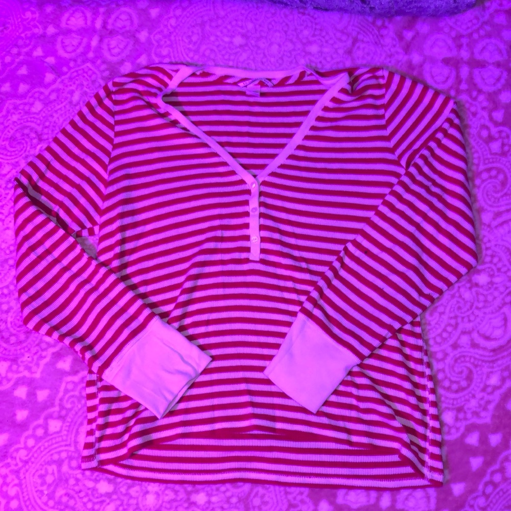 L waffle material pajama top Victoria’s Secret striped